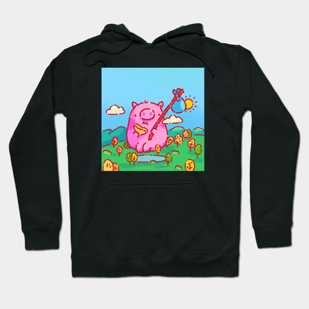 Giant pig in a small world Hoodie by Tinyarts